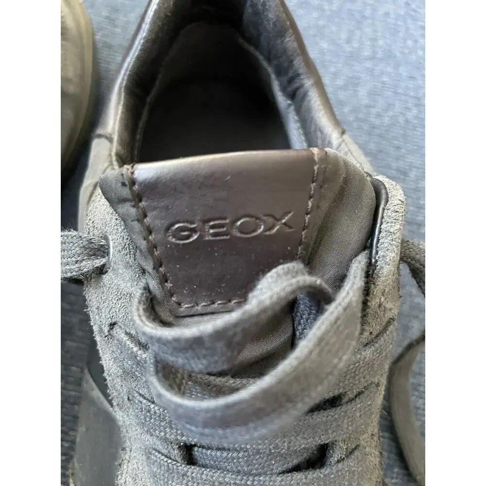 Geox Respira Shoes Mens 8 Leather Sneakers Black Breathable Comfort Walking‎ EUC
